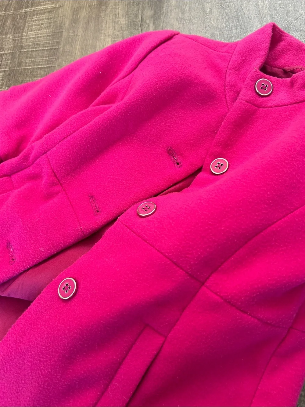 Janie and Jack Girls' Hot Pink Bell-Sleeve Wool Pea Coat